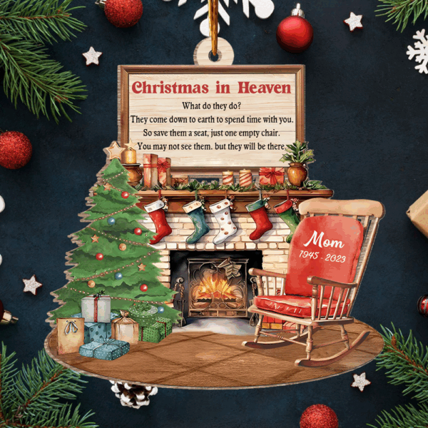Christmas In Heaven - Memorial Personalized Custom Ornament - Wood Unique Shaped - Christmas Gift, Sympathy Gift For Family Members - Image 2