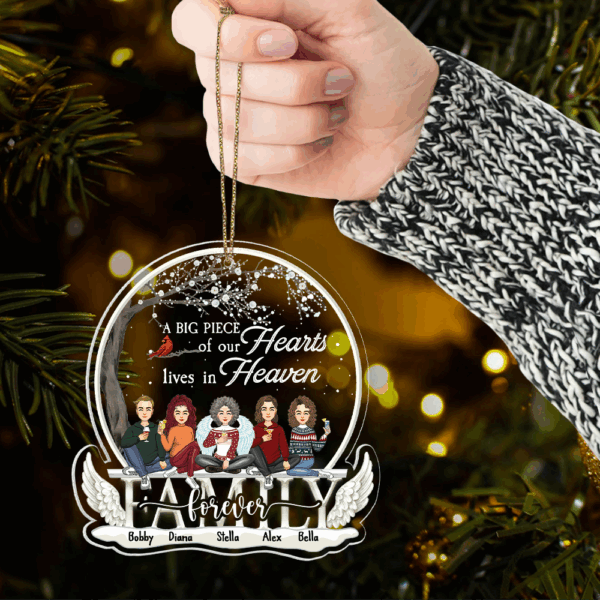 Christmas In Heaven Ornament - A Big Piece Of Our Heart Lives In Heaven Personalized Christmas Memorial Acrylic Ornament - Image 5