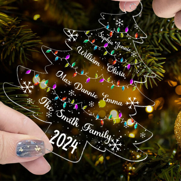 Christmas Tree With Family Names And Led Lights - Personalized Acrylic Ornament - Image 2