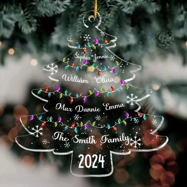 Christmas Tree With Family Names And Led Lights - Personalized Acrylic Ornament - Image 6