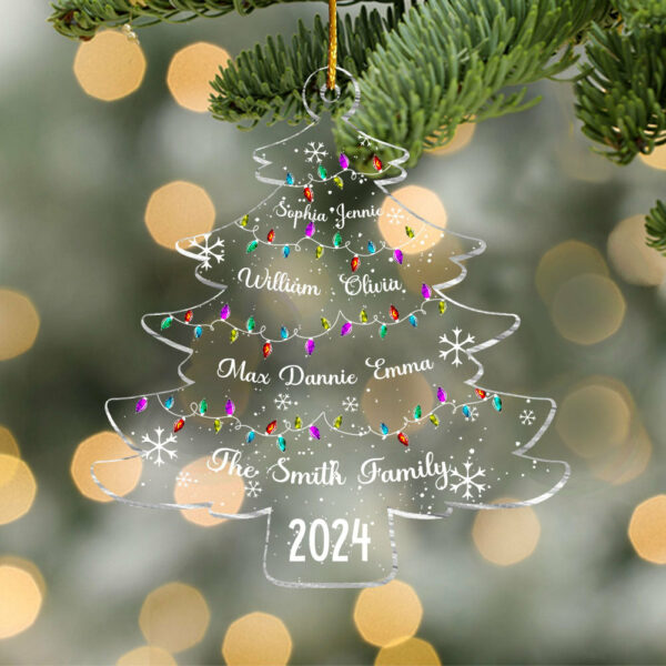 Christmas Tree With Family Names And Led Lights - Personalized Acrylic Ornament - Image 5
