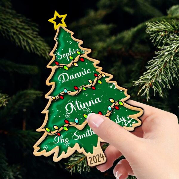 Christmas Tree With Family Names And Led Lights - Personalized Wooden Ornament - Image 6