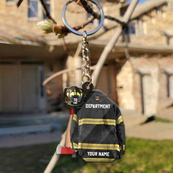 Clothes And Helmet Firefighter Personalized Keychain Gift For Firefighter Fireman - Image 4