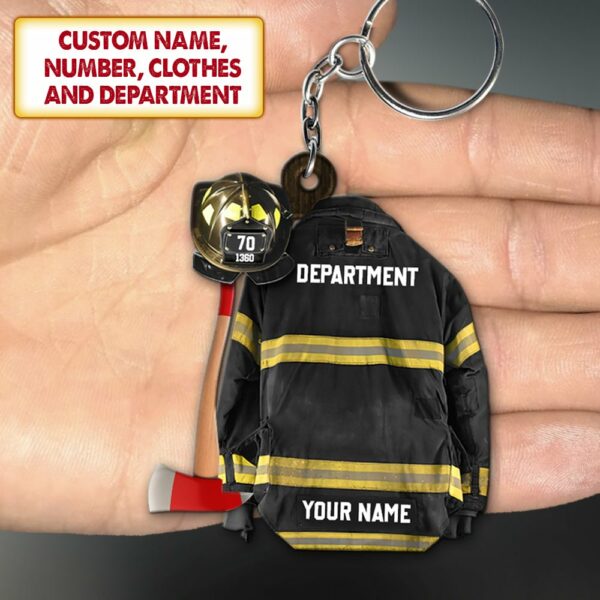 Clothes And Helmet Firefighter Personalized Keychain Gift For Firefighter Fireman - Image 2