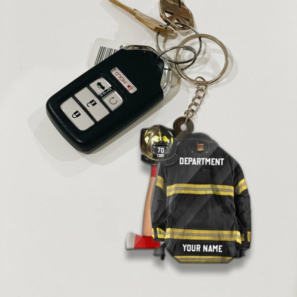 Clothes And Helmet Firefighter Personalized Keychain Gift For Firefighter Fireman - Image 3