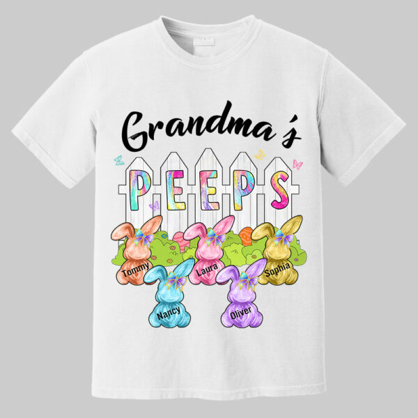 Colorful Grandma's Peeps Shirt - Personalized Bunny Shirt For Grandma Nana Mimi NA04 - Image 11