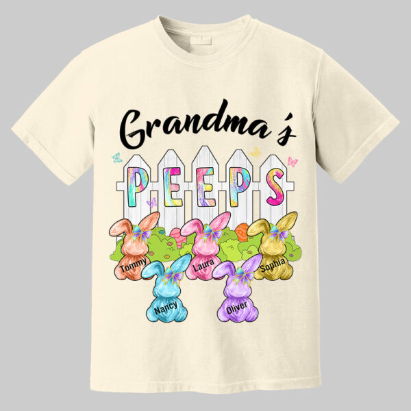 Colorful Grandma's Peeps Shirt - Personalized Bunny Shirt For Grandma Nana Mimi NA04 - Image 8