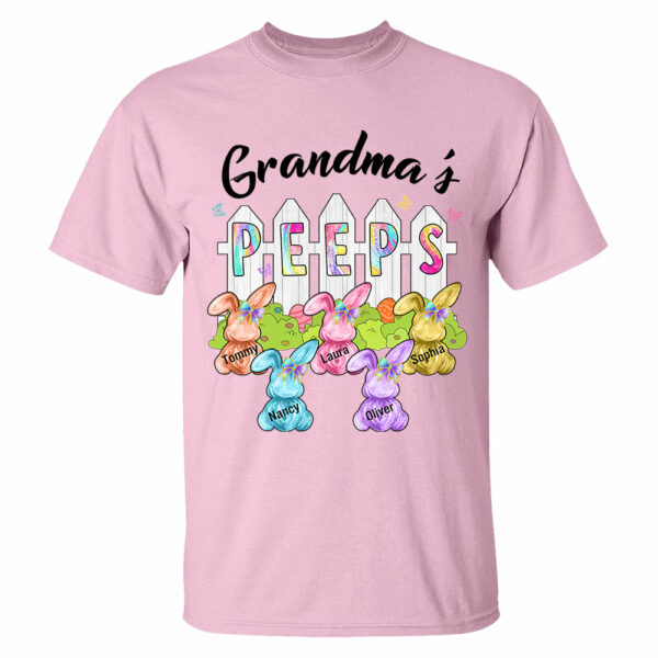 Colorful Grandma's Peeps Shirt - Personalized Bunny Shirt For Grandma Nana Mimi NA04 - Image 5