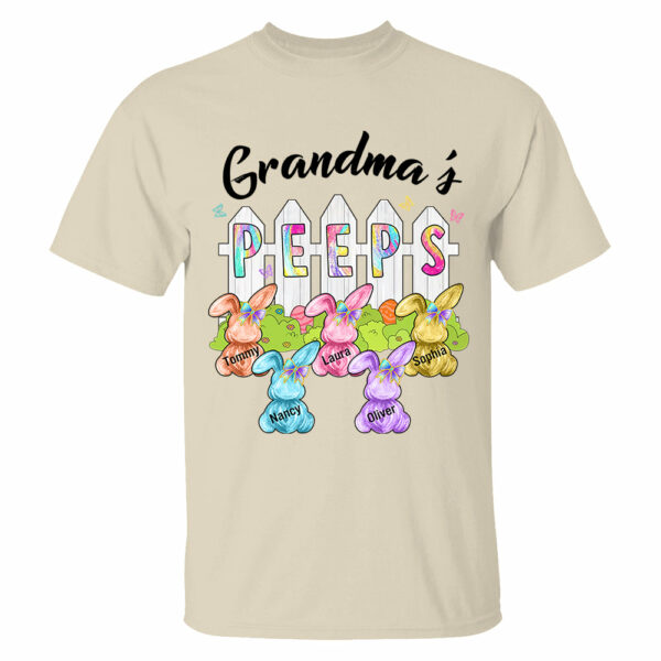 Colorful Grandma's Peeps Shirt - Personalized Bunny Shirt For Grandma Nana Mimi NA04 - Image 4
