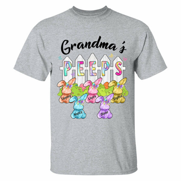 Colorful Grandma's Peeps Shirt - Personalized Bunny Shirt For Grandma Nana Mimi NA04 - Image 3