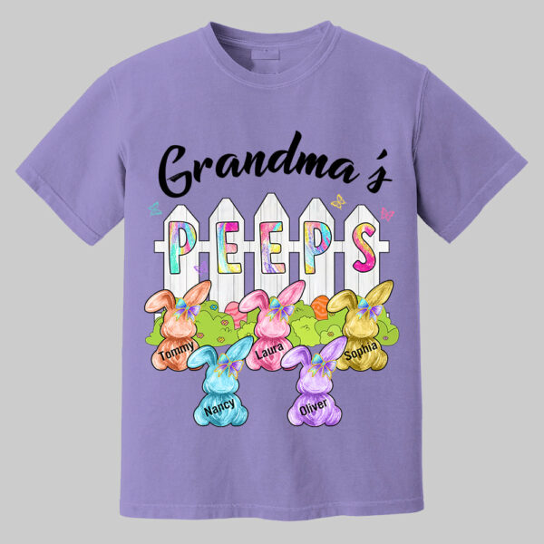 Colorful Grandma's Peeps Shirt - Personalized Bunny Shirt For Grandma Nana Mimi NA04 - Image 9