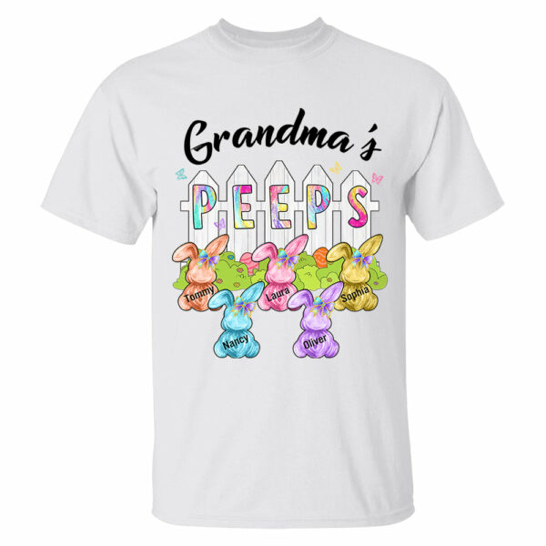 Colorful Grandma's Peeps Shirt - Personalized Bunny Shirt For Grandma Nana Mimi NA04 - Image 2
