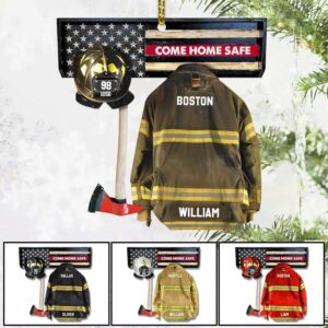 Come Home Safe Firefighter Armor And Name Ornament