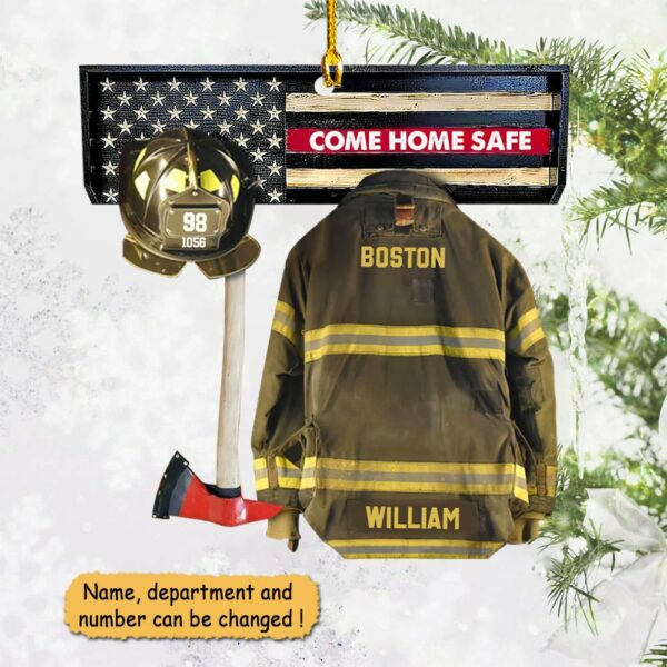 Come Home Safe Firefighter Armor And Name Ornament - Image 3