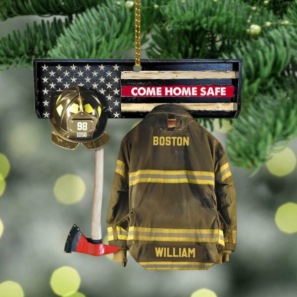 Come Home Safe Firefighter Armor And Name Ornament - Image 2