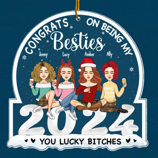 Congrats on Being My Bestie You Lucky Ornament, Friendship Christmas, Best Friend Ornament, Custom Friendship Ornament, Bestie Ornament 2024 - Image 2