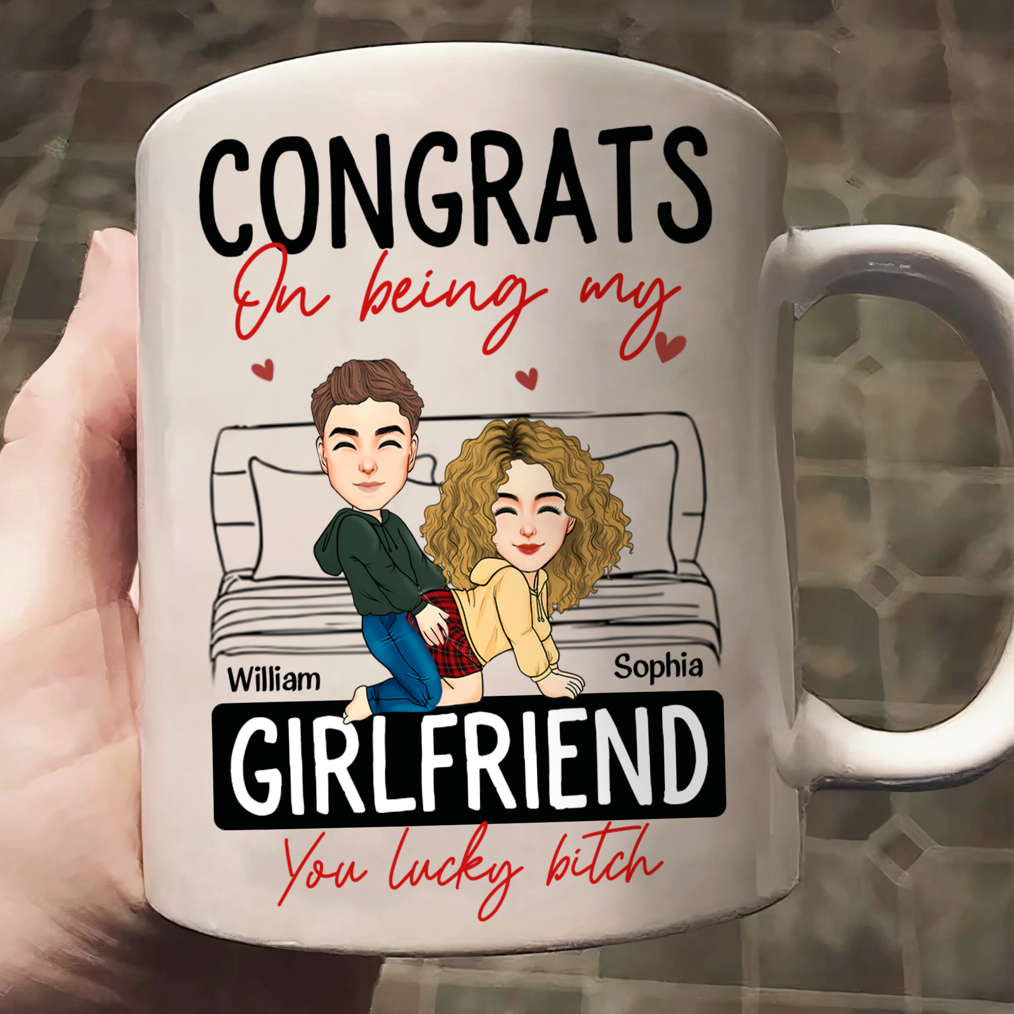 Congrats On Being My Boyfriend - Personalized Mug - Anniversary Gifts For Couple, Husband, Him, Boyfriend, Her, Wife, Girlfriend