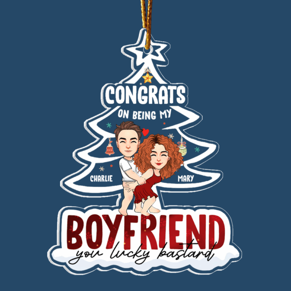 Congrats On Being My Boyfriend Personalized Acrylic Ornament For Couple - Image 3