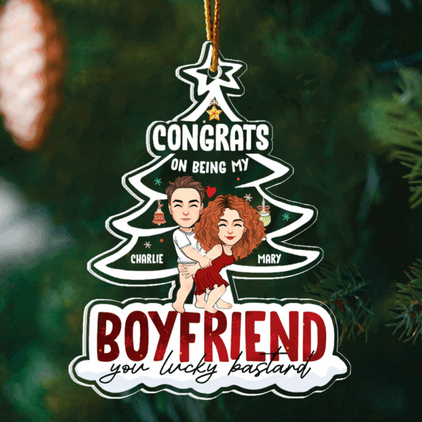 Congrats On Being My Boyfriend Personalized Acrylic Ornament For Couple - Image 4
