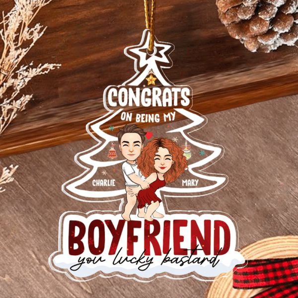 Congrats On Being My Boyfriend Personalized Acrylic Ornament For Couple - Image 2