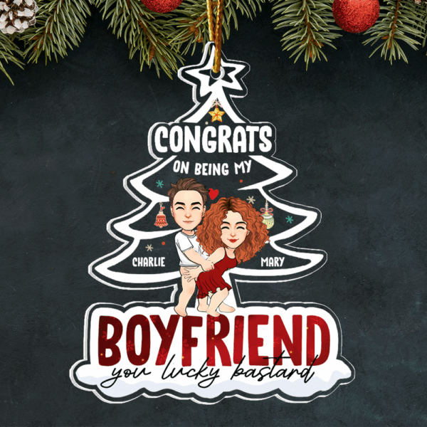 Congrats On Being My Boyfriend Personalized Acrylic Ornament For Couple - Image 5
