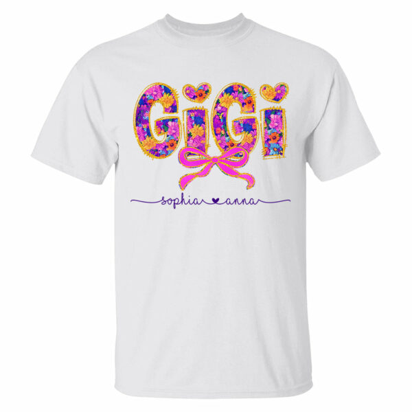 Coquette Floral Grandma Shirt - Custom Nickname Nana Gigi Mimi And Grandkids NA04 - Image 2