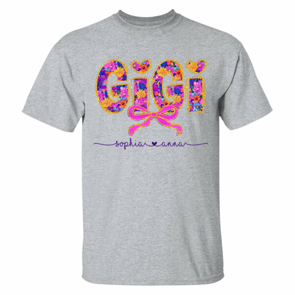 Coquette Floral Grandma Shirt - Custom Nickname Nana Gigi Mimi And Grandkids NA04 - Image 5