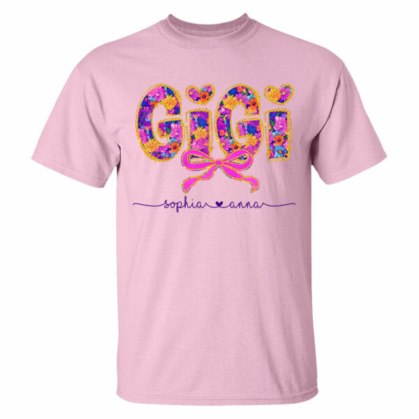 Coquette Floral Grandma Shirt - Custom Nickname Nana Gigi Mimi And Grandkids NA04 - Image 6