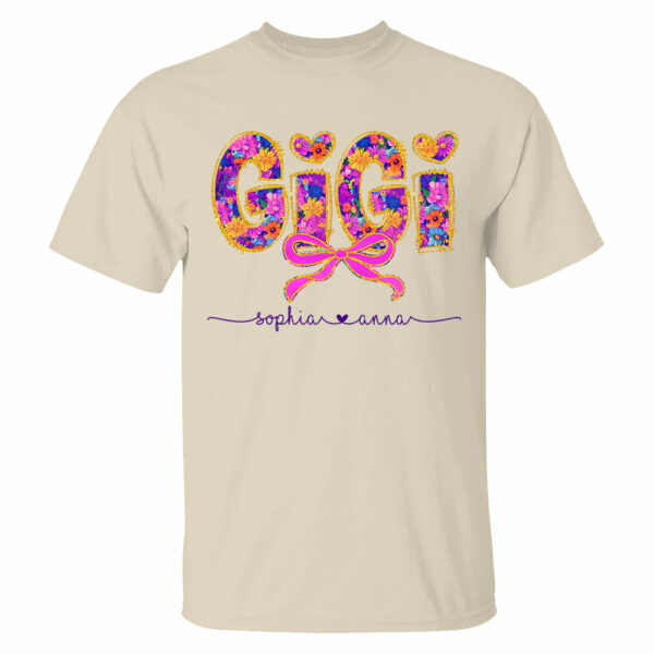 Coquette Floral Grandma Shirt - Custom Nickname Nana Gigi Mimi And Grandkids NA04 - Image 3