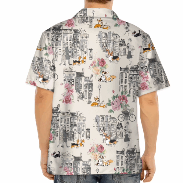 Corgi Walking With Woman In Urban Hawaiian Shirt - Image 4