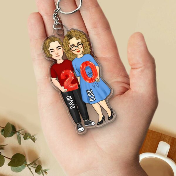 Couple Holding Balloons Anniversary Gift Personalized Acrylic Keychain - Image 3