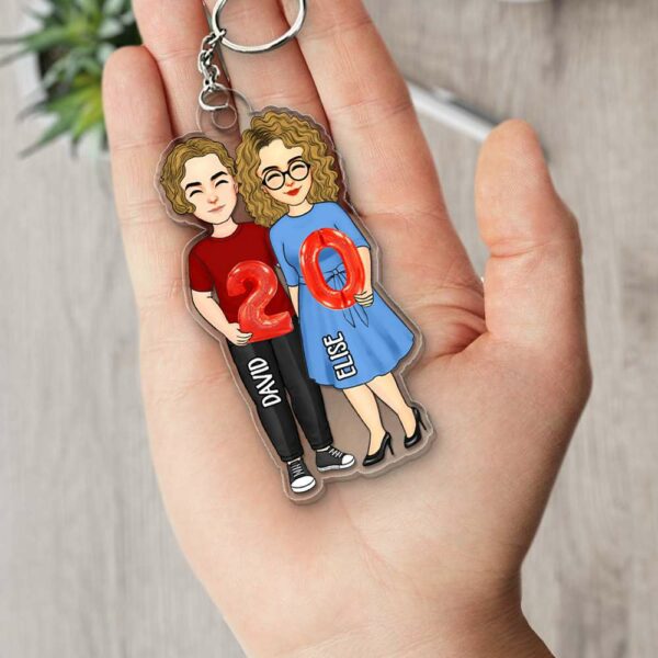 Couple Holding Balloons Anniversary Gift Personalized Acrylic Keychain - Image 2