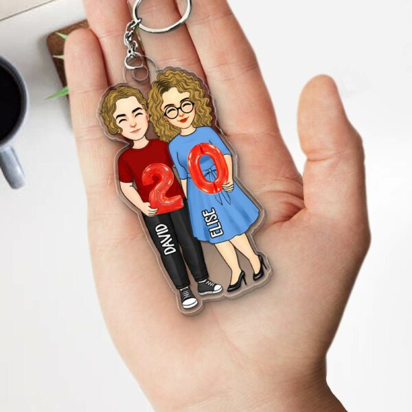 Couple Holding Balloons Anniversary Gift Personalized Acrylic Keychain - Image 5