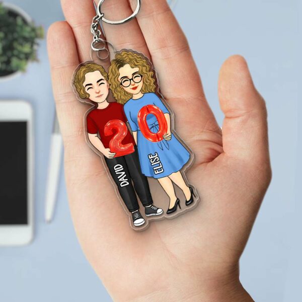 Couple Holding Balloons Anniversary Gift Personalized Acrylic Keychain - Image 4