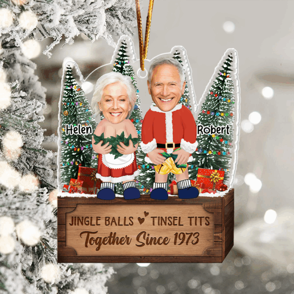 Couple Santa Clauses - Personalized Acrylic Photo Ornament - Image 9