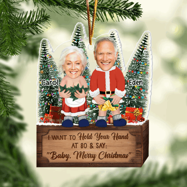Couple Santa Clauses - Personalized Acrylic Photo Ornament - Image 7