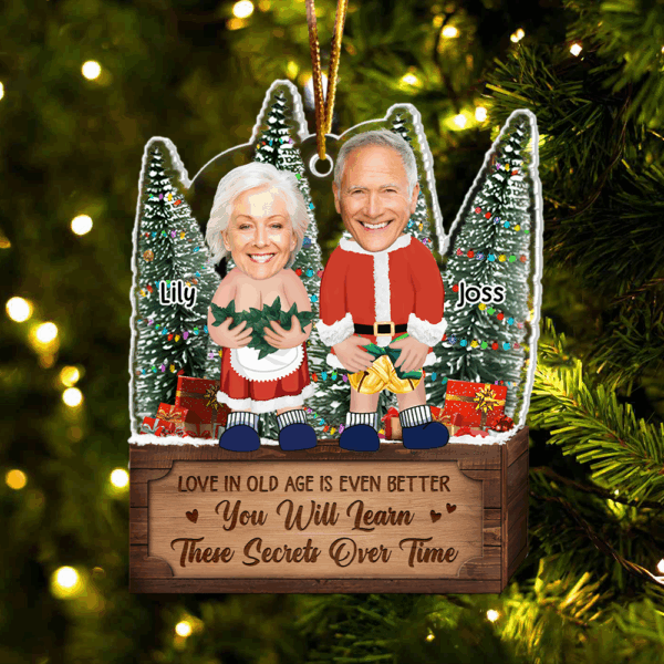 Couple Santa Clauses - Personalized Acrylic Photo Ornament - Image 4