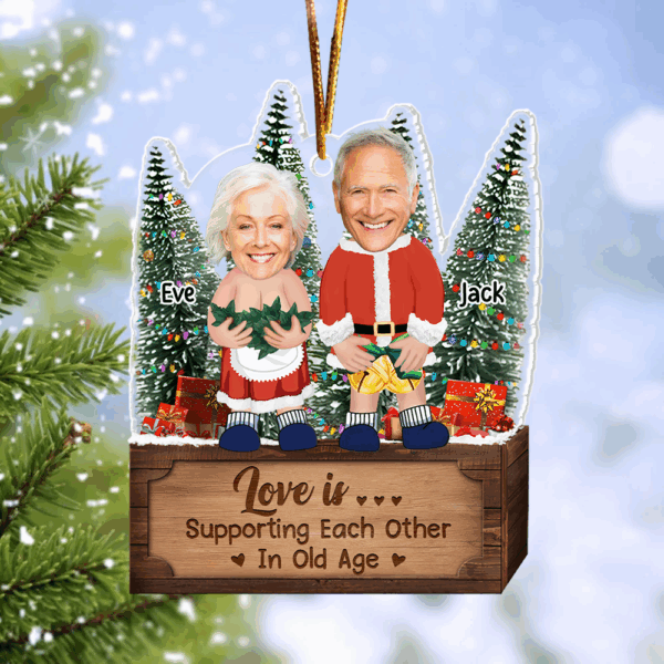 Couple Santa Clauses - Personalized Acrylic Photo Ornament - Image 5