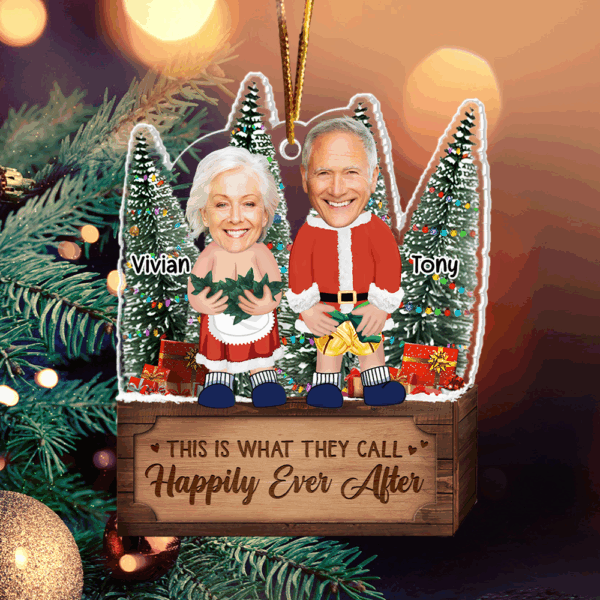 Couple Santa Clauses - Personalized Acrylic Photo Ornament - Image 3