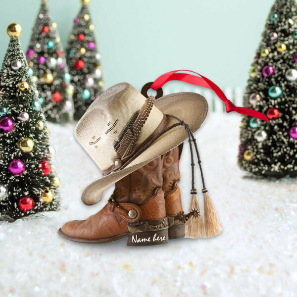 Cowboy Boots And Hat Personalized Ornament Gift For Cowgirl Horse Lovers - Image 5