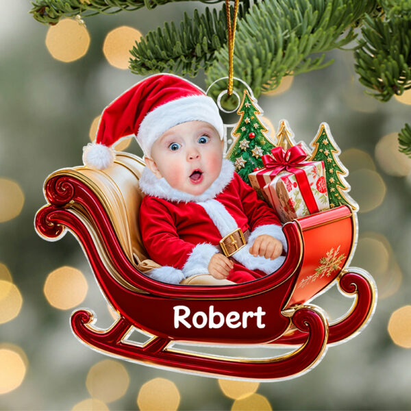 Custom Baby Face Ornament - Personalized Acrylic Photo Ornament - Baby's First Christmas Ornament - Image 3