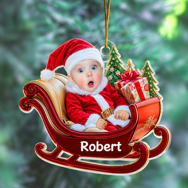 Custom Baby Face Ornament - Personalized Acrylic Photo Ornament - Baby's First Christmas Ornament - Image 4