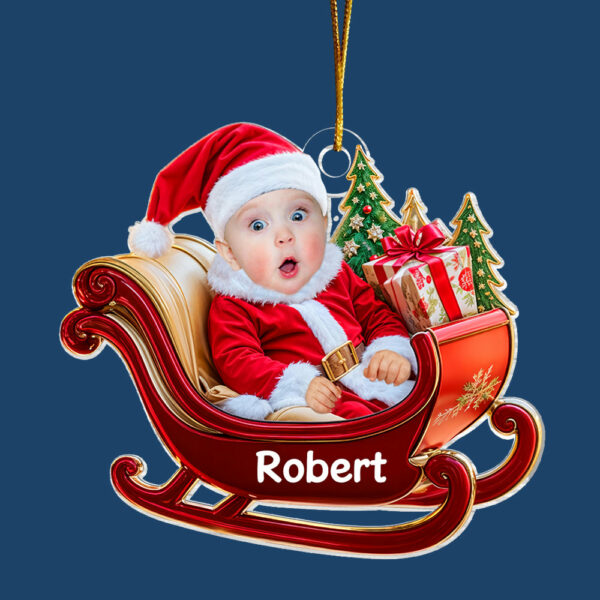 Custom Baby Face Ornament - Personalized Acrylic Photo Ornament - Baby's First Christmas Ornament - Image 5