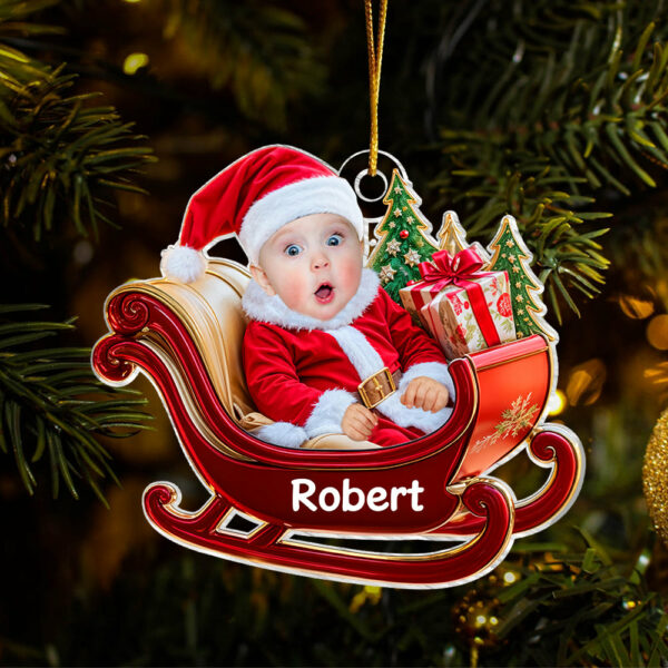 Custom Baby Face Ornament - Personalized Acrylic Photo Ornament - Baby's First Christmas Ornament - Image 2
