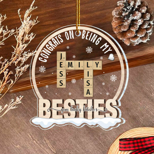Custom Besties Crossword Puzzle Ornament