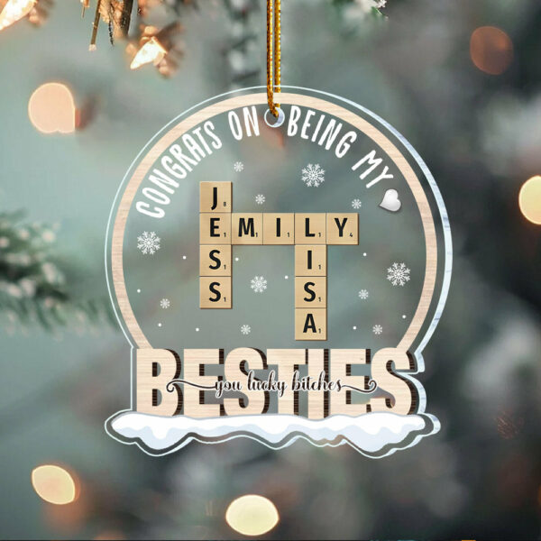 Custom Besties Crossword Puzzle Ornament - Image 5