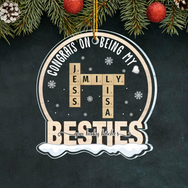 Custom Besties Crossword Puzzle Ornament - Image 3