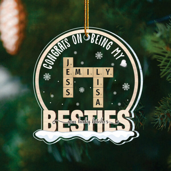 Custom Besties Crossword Puzzle Ornament - Image 4