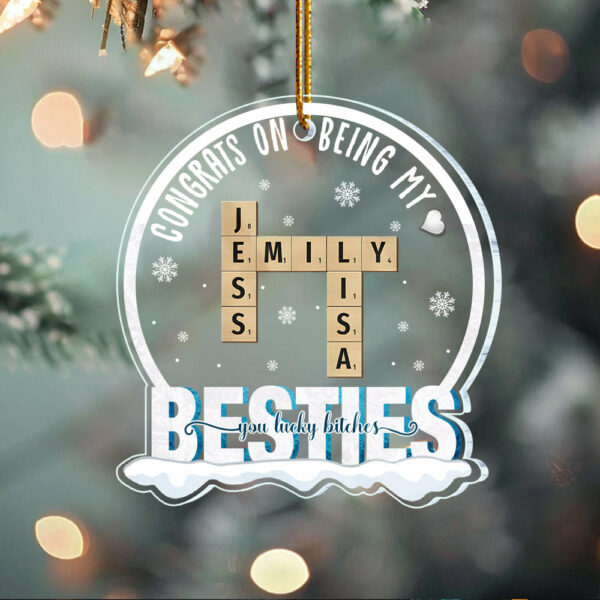 Custom Besties Crossword Puzzle Ornament Vr2