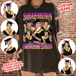 Custom Bootleg Rap Tee, Custom Photo Graduation Shirt, Vintage Graphic 90s Senior 2025 Shirt